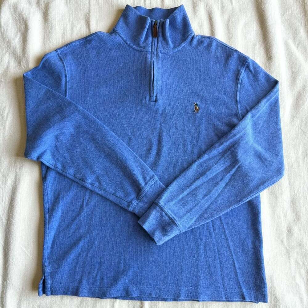 Polo Ralph Lauren Estate Rib 1/4 Zip Pullover Blue Size Medium